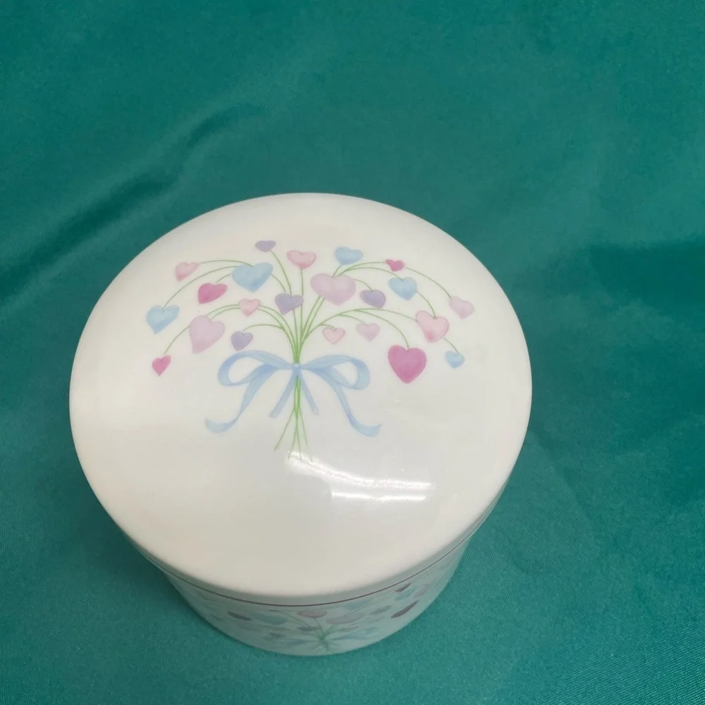 Trinket Box Heart Design White Porcelain